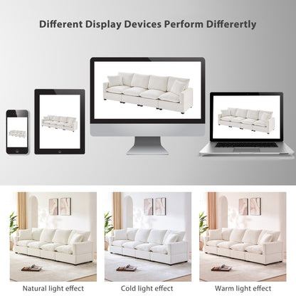Divano modulare, set di divani componibili in ciniglia a 4 posti con 2 cuscini inclusi, liberamente combinabili