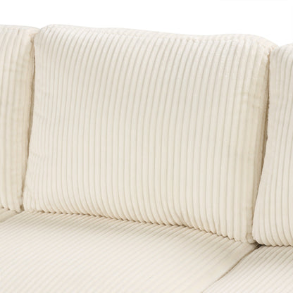 Divano letto componibile modulare a forma di U in velluto a coste, 6 posti, convertibile, con chaise longue contenitore e porte USB per soggiorno