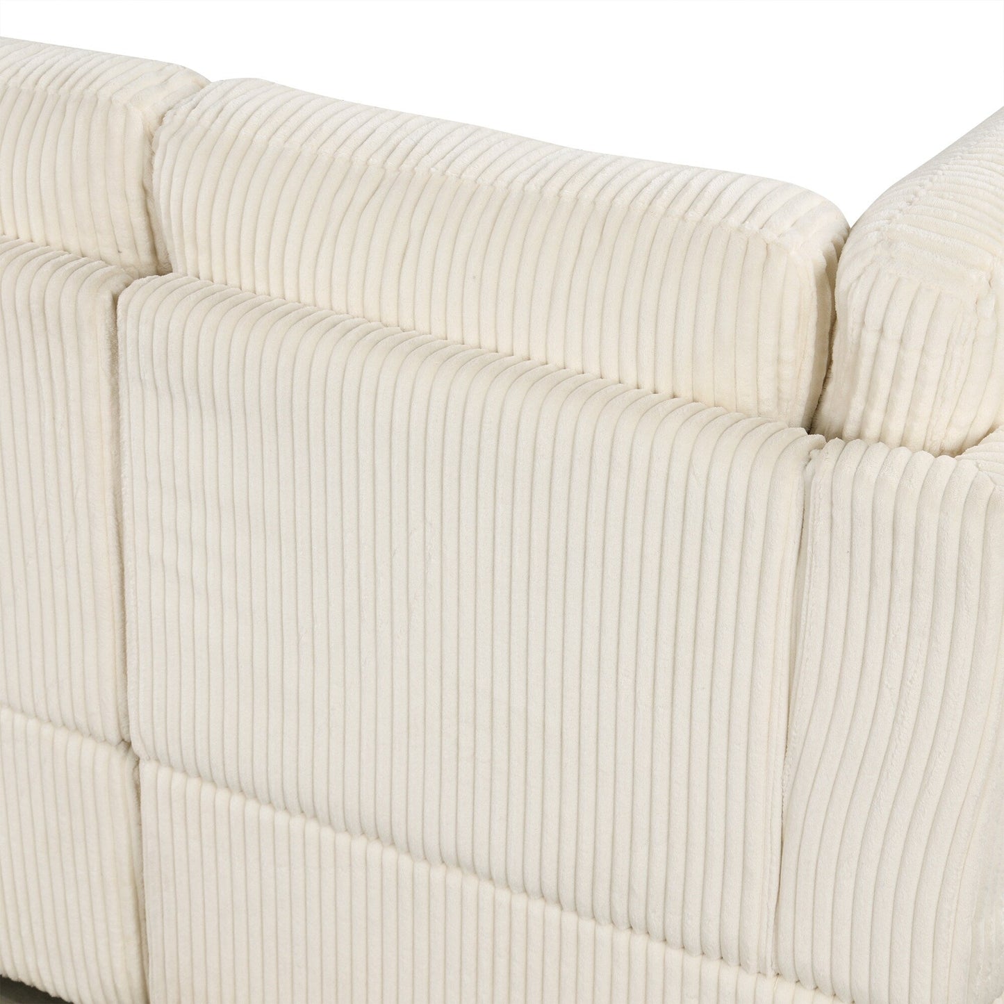 Divano letto componibile modulare a forma di U in velluto a coste, 6 posti, convertibile, con chaise longue contenitore e porte USB per soggiorno