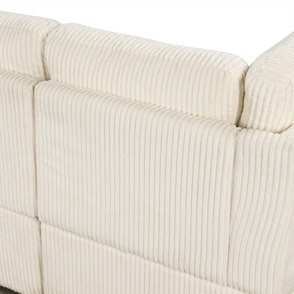 Divano letto componibile modulare a forma di U in velluto a coste, 6 posti, convertibile, con chaise longue contenitore e porte USB per soggiorno