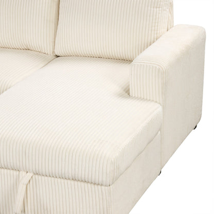 Divano letto componibile modulare a forma di U in velluto a coste, 6 posti, convertibile, con chaise longue contenitore e porte USB per soggiorno