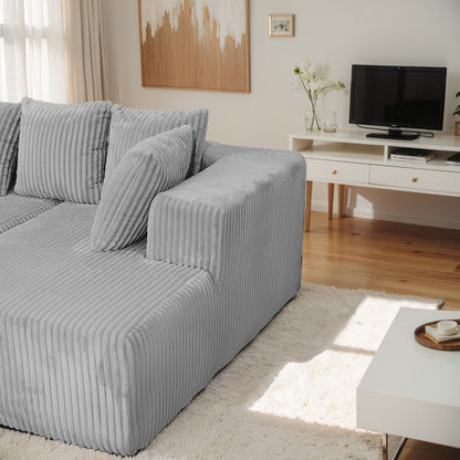 Divano componibile modulare a forma di U, chaise longue a 4 posti con design reversibile per soggiorno e camera da letto