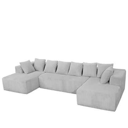 Divano componibile modulare a forma di U, chaise longue a 4 posti con design reversibile per soggiorno e camera da letto