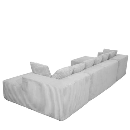 Divano componibile modulare a forma di U, chaise longue a 4 posti con design reversibile per soggiorno e camera da letto