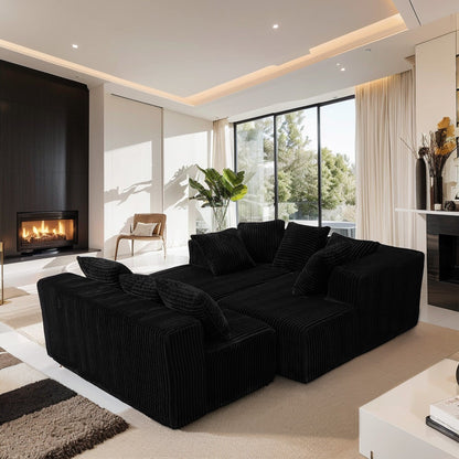 Divano componibile modulare a forma di U, chaise longue a 4 posti con design reversibile per soggiorno e camera da letto