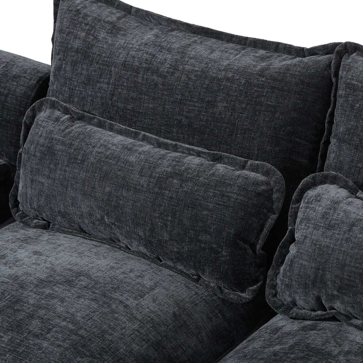 Divano componibile modulare a forma di U con cuscini in vita, set di divani simmetrici imbottiti a 6 posti, divano a forma di nuvola in ciniglia con chaise longue