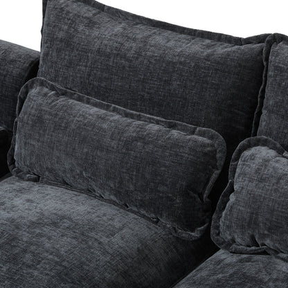 Divano componibile modulare a forma di U con cuscini in vita, set di divani simmetrici imbottiti a 6 posti, divano a forma di nuvola in ciniglia con chaise longue