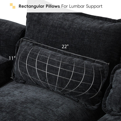 Divano componibile modulare a forma di U con cuscini in vita, set di divani simmetrici imbottiti a 6 posti, divano a forma di nuvola in ciniglia con chaise longue