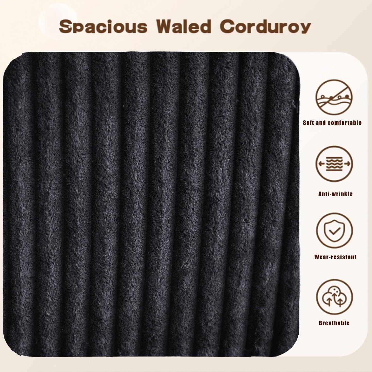 Divano componibile modulare a 4 posti in velluto a coste a righe a forma di U con 2 chaise longue e divanetto per soggiorno e camera da letto