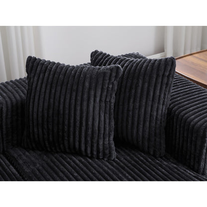 Divano componibile modulare a 4 posti in velluto a coste a righe a forma di U con 2 chaise longue e divanetto per soggiorno e camera da letto