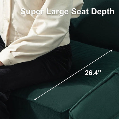 Divano componibile in velluto con chaise longue - Divano letto con chaise longue contenitore per soggiorno, verde