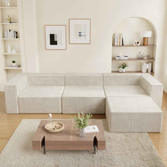 Modulo di compressione in velluto a coste con divani pouf