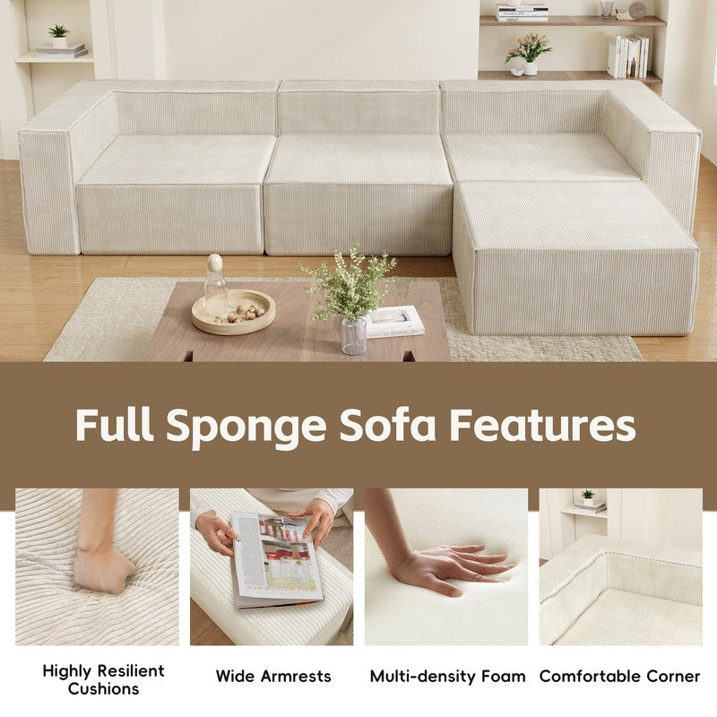 Modulo di compressione in velluto a coste con divani pouf