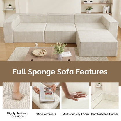 Modulo di compressione in velluto a coste con divani pouf