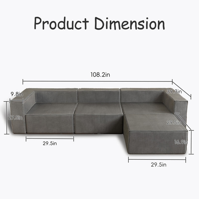 Modulo di compressione in velluto a coste con divani pouf