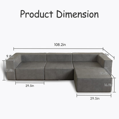 Modulo di compressione in velluto a coste con divani pouf