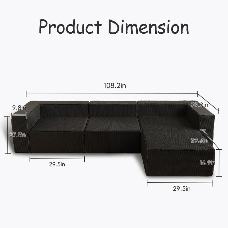 Modulo di compressione in velluto a coste con divani pouf