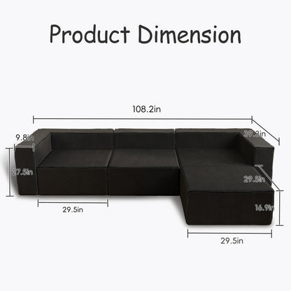 Modulo di compressione in velluto a coste con divani pouf