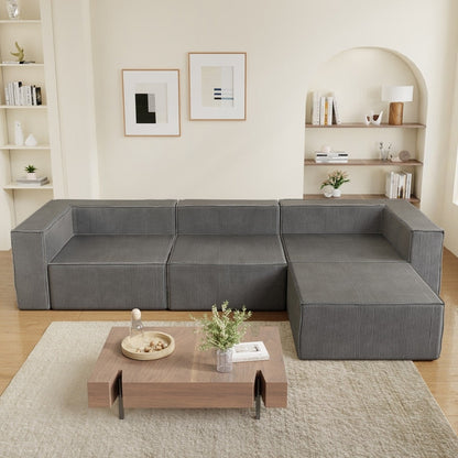 Modulo di compressione in velluto a coste con divani pouf