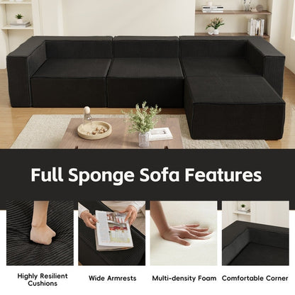 Modulo di compressione in velluto a coste con divani pouf