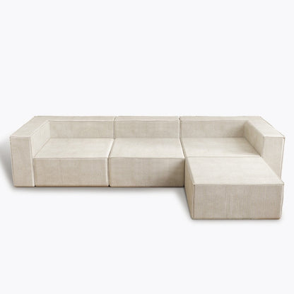 Modulo di compressione in velluto a coste con divani pouf