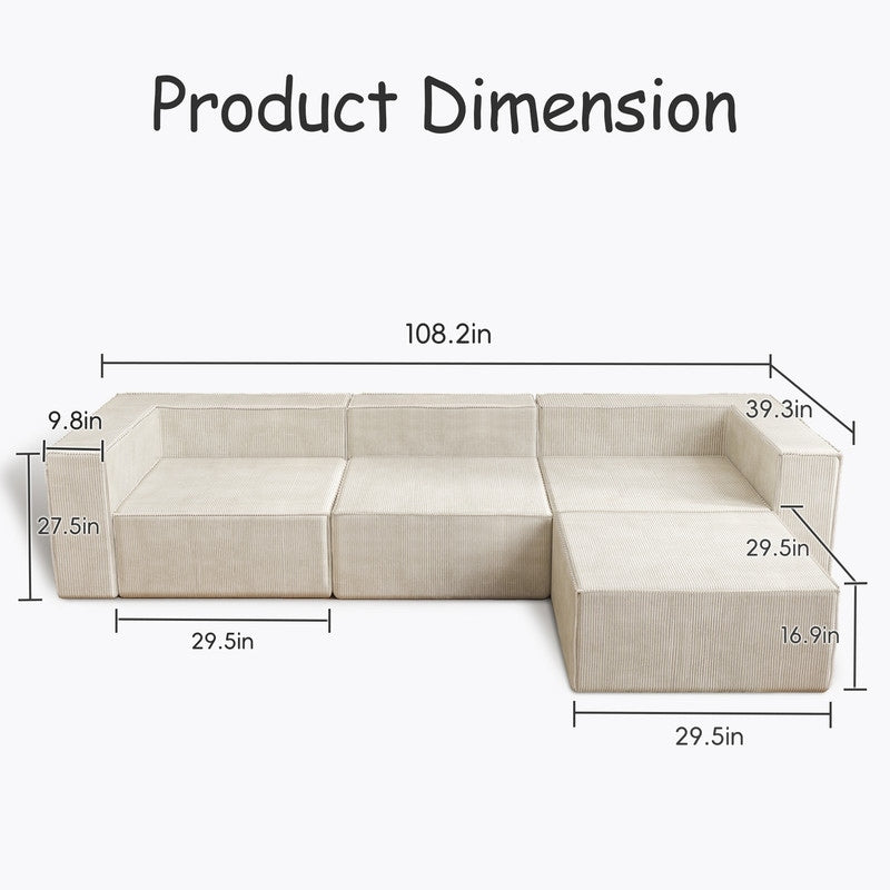Modulo di compressione in velluto a coste con divani pouf