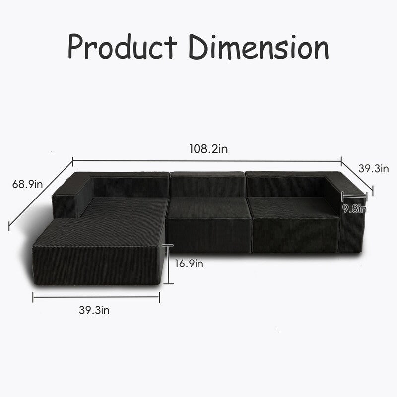 Divani a compressione di lusso in velluto a coste modulari