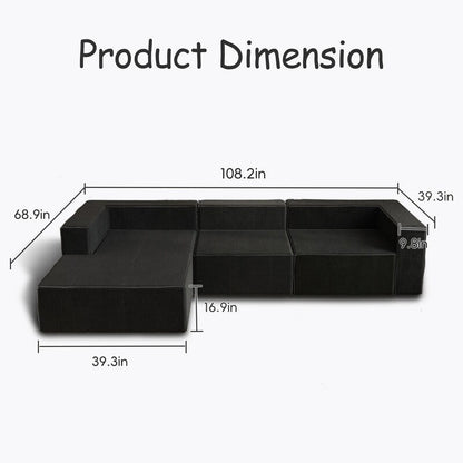Divani a compressione di lusso in velluto a coste modulari