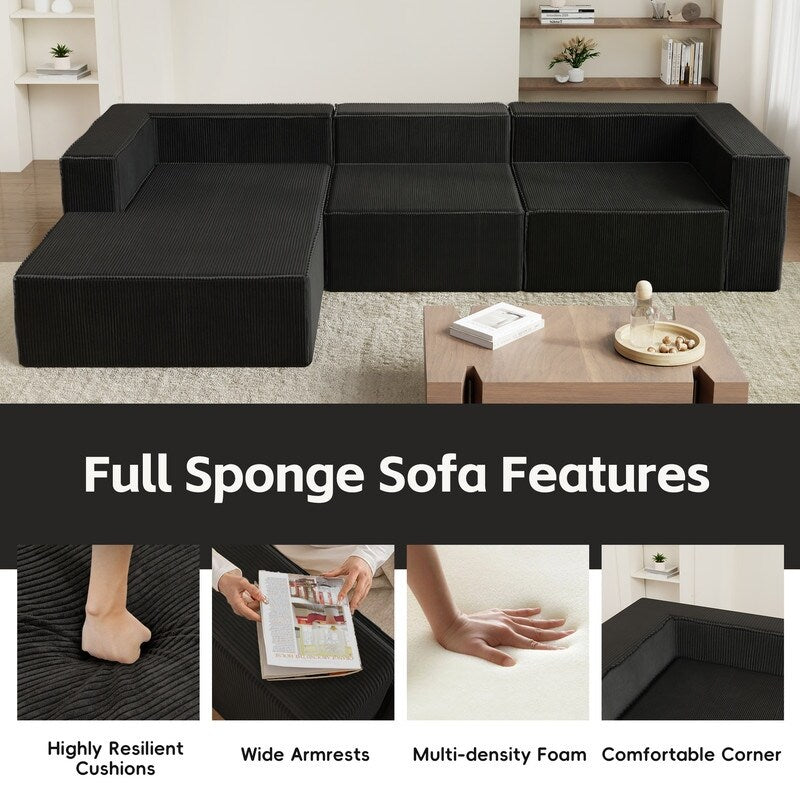 Divani a compressione di lusso in velluto a coste modulari