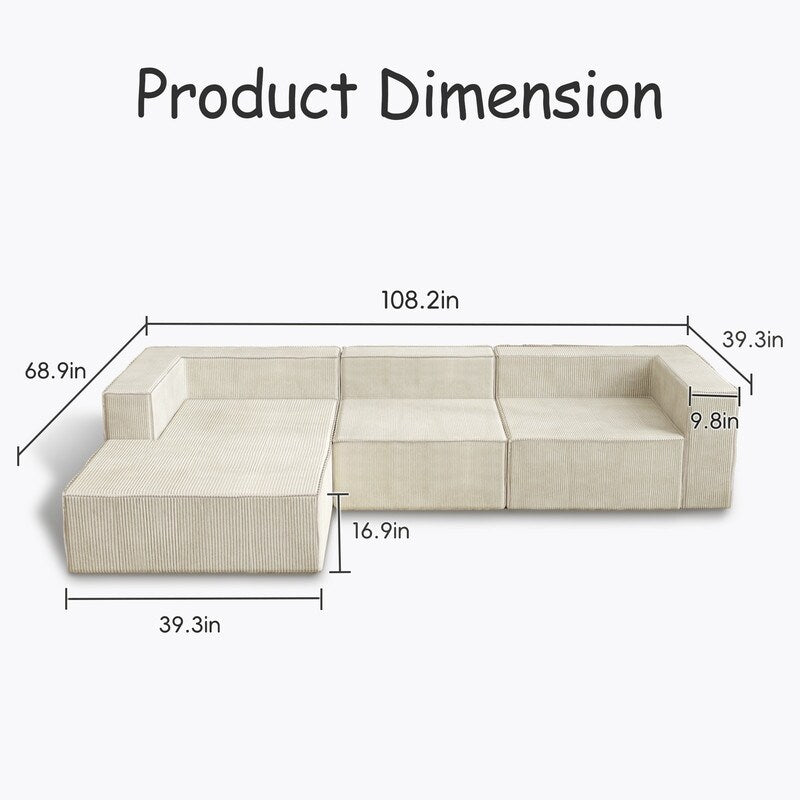 Divani a compressione di lusso in velluto a coste modulari