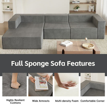 Divani a compressione di lusso in velluto a coste modulari