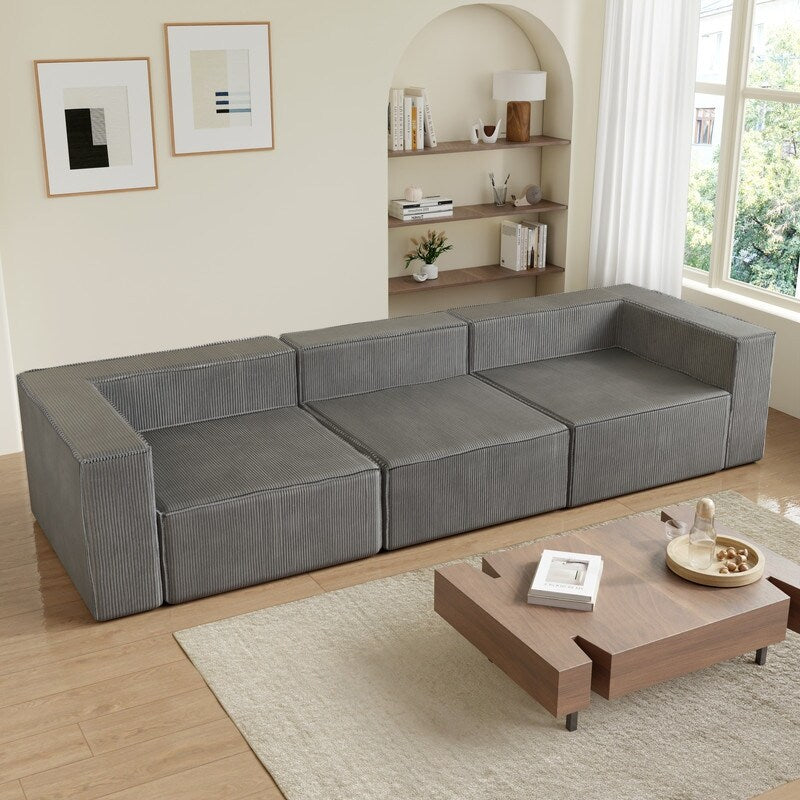 Divani a compressione a tre posti in velluto a coste