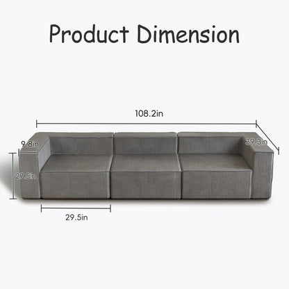 Divani a compressione a tre posti in velluto a coste
