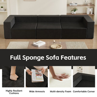 Divani a compressione a tre posti in velluto a coste