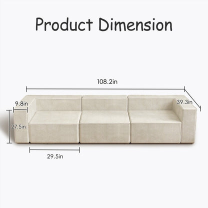 Divani a compressione a tre posti in velluto a coste