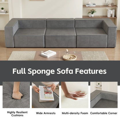 Divani a compressione a tre posti in velluto a coste