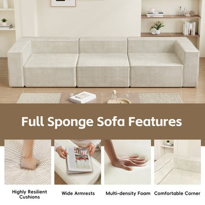 Divani a compressione a tre posti in velluto a coste