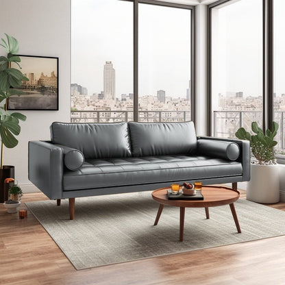 Divano Monica 70 con braccioli quadrati in similpelle