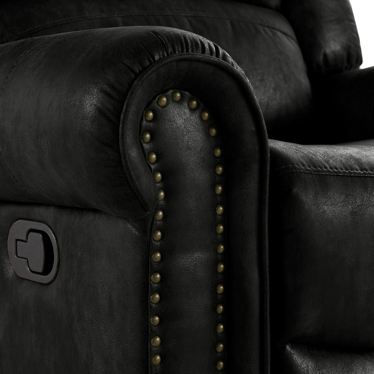 Poltrona reclinabile girevole con testa chiodata in microfibra lucida Monroe di iNSPIRE Q Classic