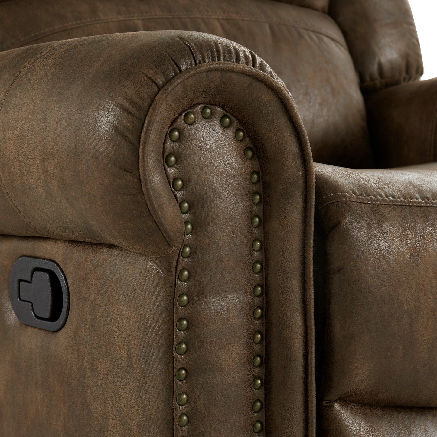 Poltrona reclinabile girevole con testa chiodata in microfibra lucida Monroe di iNSPIRE Q Classic