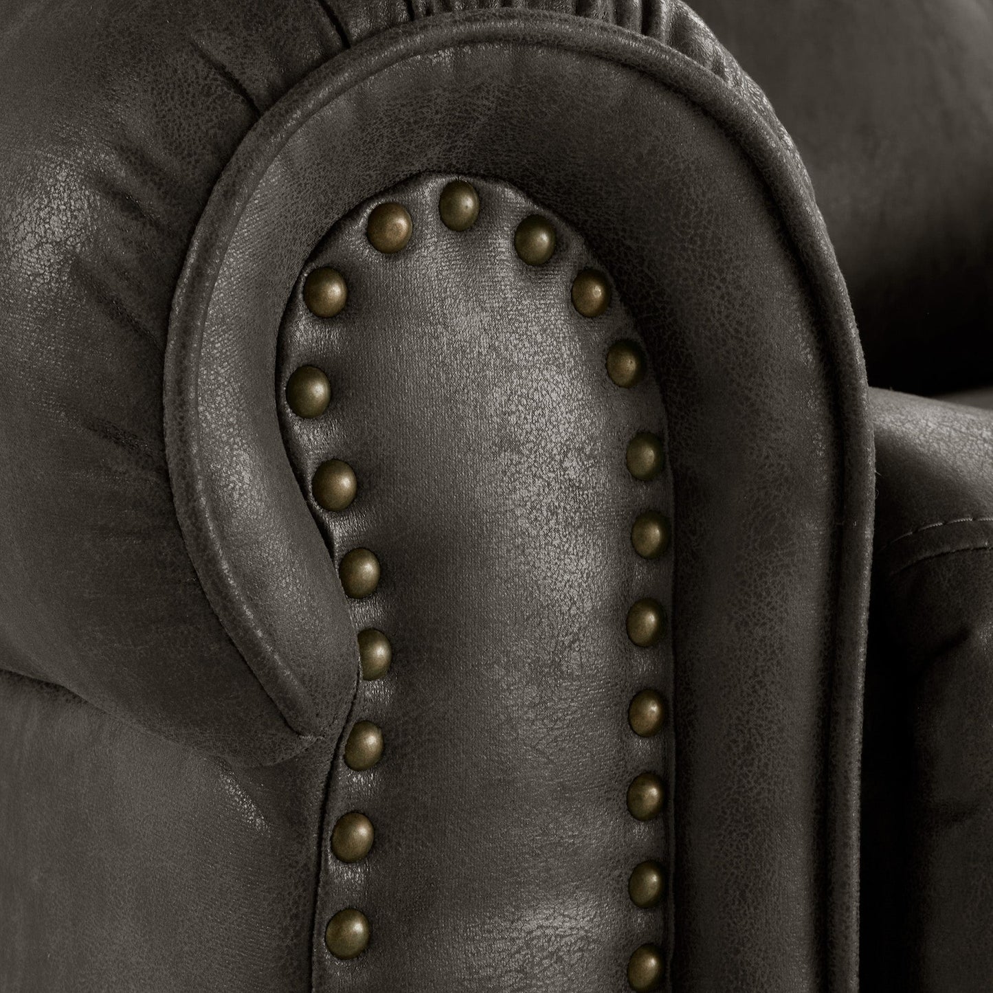 Poltrona reclinabile girevole con testa chiodata in microfibra lucida Monroe di iNSPIRE Q Classic