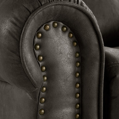 Poltrona reclinabile girevole con testa chiodata in microfibra lucida Monroe di iNSPIRE Q Classic