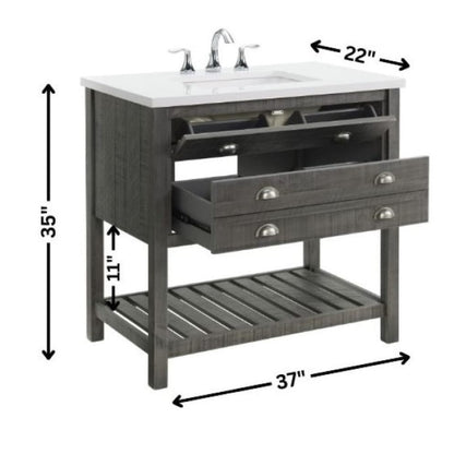 Mobile bagno singolo Monterey 37 Farmhouse con piano