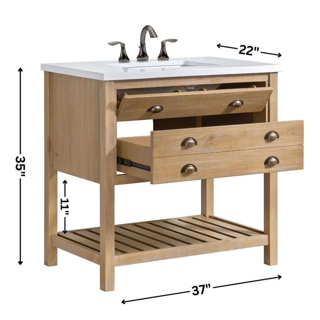 Mobile bagno singolo Monterey 37 Farmhouse con piano