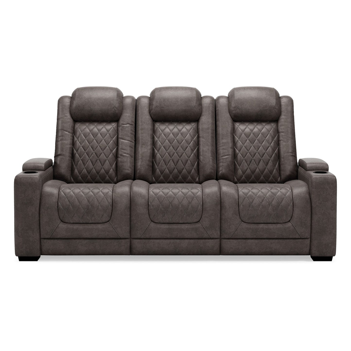 Divano reclinabile elettrico Montt, porta USB, similpelle grigio opaco, 82 pollici