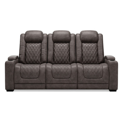 Divano reclinabile elettrico Montt, porta USB, similpelle grigio opaco, 82 pollici