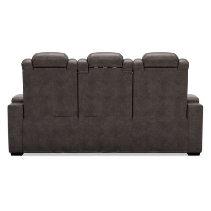 Divano reclinabile elettrico Montt, porta USB, similpelle grigio opaco, 82 pollici