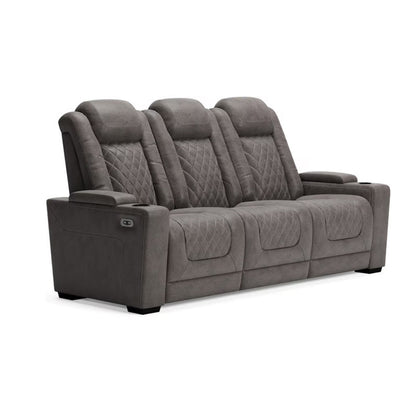 Divano reclinabile elettrico Montt, porta USB, similpelle grigio opaco, 82 pollici