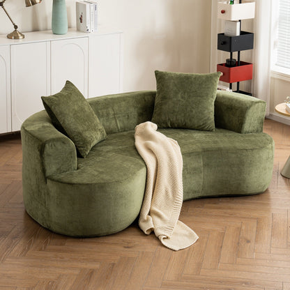 Divano a forma di luna, divano letto moderno con seduta profonda, divano con compressione in spugna non assemblabile (tessuto in ciniglia verde)