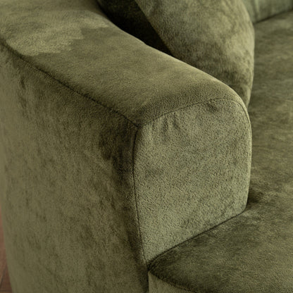 Divano a forma di luna, divano letto moderno con seduta profonda, divano con compressione in spugna non assemblabile (tessuto in ciniglia verde)